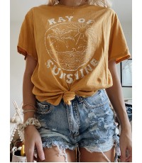 Text message printed top letter T-shirt HF1601-01-02