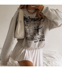 Pure cotton printed loose long sleeves HF1602-03-04
