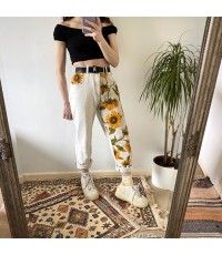 women's sunflower pattern trousers  HE1511-03-01