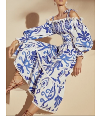 A unique blue and white dress that shows off your personality HF1814-02-04