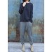 Oversized black gray knit blouse side open casual o neck sweaters