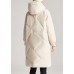 Trendy Beige zippered Pockets Casual Winter Duck Down Jacket