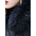 Casual Black hooded Fur collar Warm drawstring Winter Cotton PU