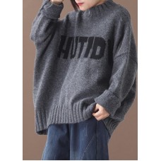 Women alphabet gray sweaters fall fashion o neck clothes For Women