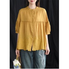 Women Loose Chic Cotton Tunic Boutique Embroidery Summer Vintage Shirt