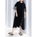 French black cotton Wardrobes side open drawstring cotton robes summer Dresses