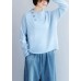 Cozy winter light blue knit sweat tops fashion long sleeve clothes