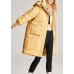 Fashion Yellow hooded Pockets Loose Winter Duck Down Winter Coats