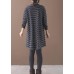 Pullover blue striped knitwear oversize high neck asymmetric knit tops