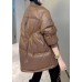 Handmade Khaki Casual Winter Puffer Jacket Down Coat