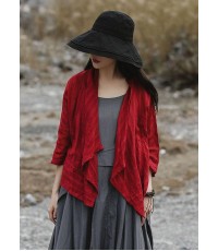 diy red cotton tunics for women bracelet sleeved Plus Size Clothing summer shirt