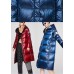 Luxury Blue zippered Pockets Loose Winter Duck Down Coat